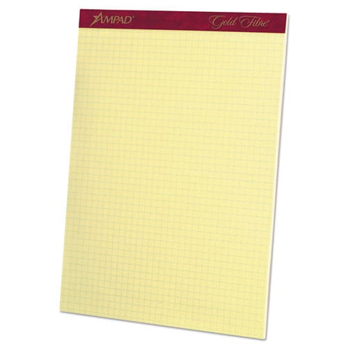 Ampad Gold Fibre Canary Quadrille Pads Stapled With Perforated Sheets Quadrille Rule (4 Sq/in) 50 Canary 8.5 X 11.75 Sheets - School