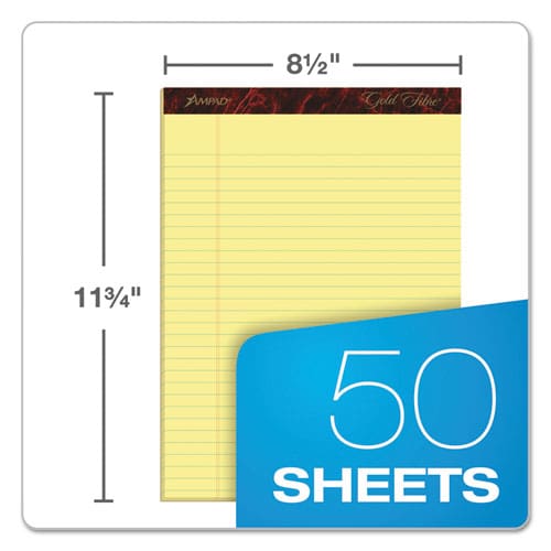 Ampad Gold Fibre Quality Writing Pads Wide/legal Rule 50 Canary-yellow 8.5 X 11.75 Sheets Dozen - School Supplies - Ampad®