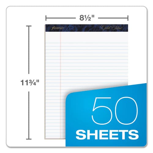 Ampad Gold Fibre Quality Writing Pads Wide/legal Rule 50 White 8.5 X 11.75 Sheets Dozen - School Supplies - Ampad®