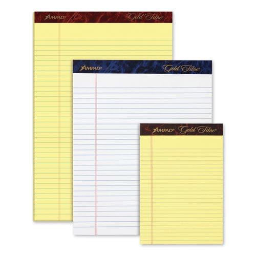 Ampad Gold Fibre Quality Writing Pads Wide/legal Rule 50 White 8.5 X 11.75 Sheets Dozen - School Supplies - Ampad®