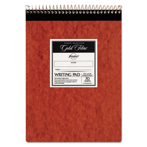 Ampad Gold Fibre Retro Wirebound Writing Pads Wide/legal Rule Red Cover 70 Antique Ivory 8.5 X 11.75 Sheets - School Supplies - Ampad®
