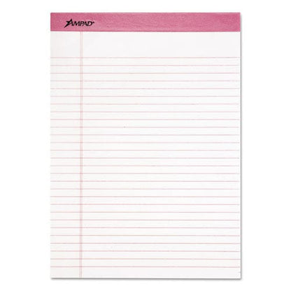 Ampad Pink Writing Pads Wide/legal Rule Pink Headband 50 White 8.5 X 11 Sheets 6/pack - School Supplies - Ampad®