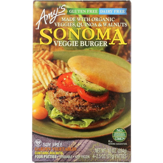 Amys Amy's Gluten and Dairy Free Sonoma Veggie Burger, 10 oz