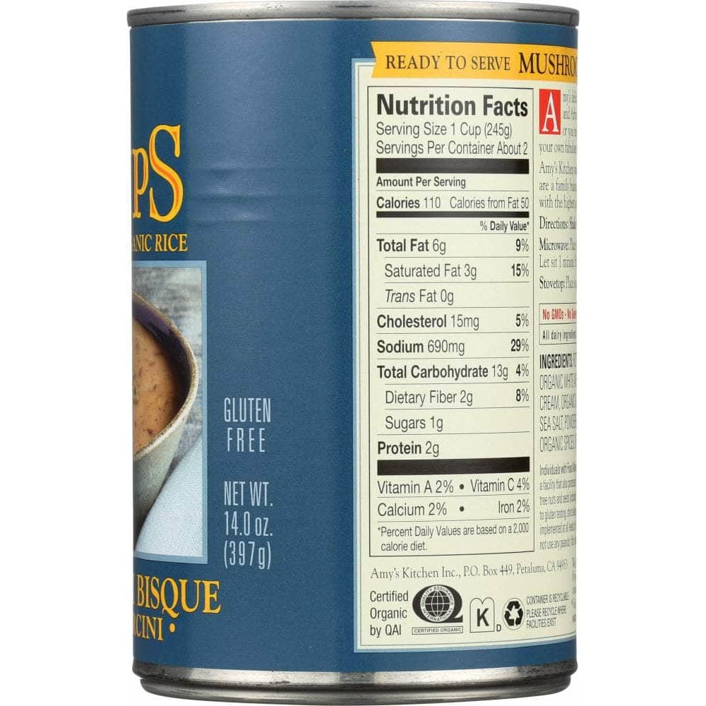 AMYS Amy'S Mushroom Bisque With Porcini Soup, 14 Oz