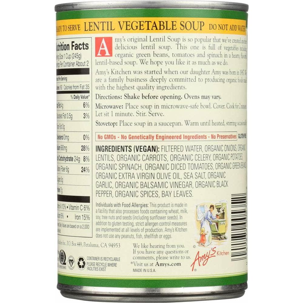 AMYS Amy'S Organic Lentil Vegetable Soup, 14.5 Oz
