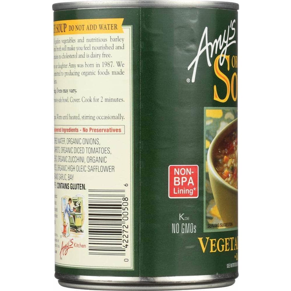 Amys Amy's Organic Soup Low Fat Vegetable Barley, 14.1 oz