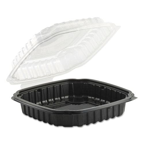 Anchor Packaging Culinary Basics Microwavable Container 46.5 Oz 10.5 X 9.5 X 2.5 Clear/black Plastic 100/carton - Food Service - Anchor