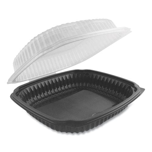 Anchor Packaging Culinary Lites Microwavable Container 39 Oz 9 X 9 X 3.01 Clear/black Plastic 100/carton - Food Service - Anchor Packaging