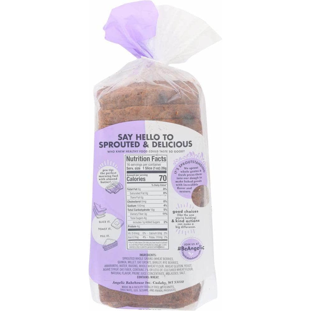 Angelic Bakehouse Angelic Bakehouse 7 Sprouted Whole Grains Raisin Wheat Bread, 16 oz