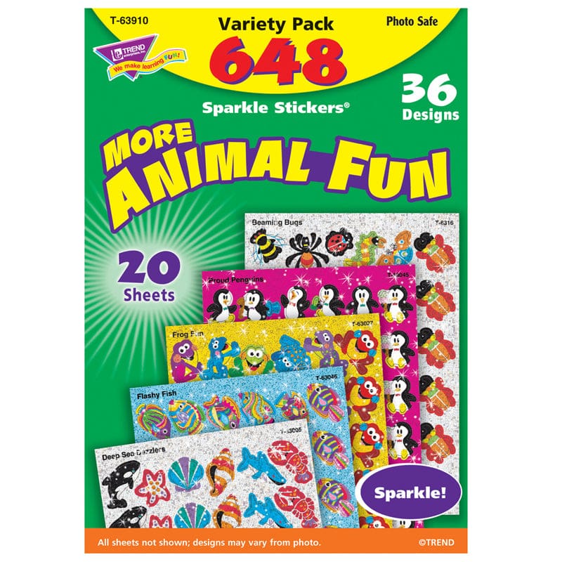 Animal Fun Sparkle Stcker Var Pk 656Ct (Pack of 2) - Stickers - Trend Enterprises Inc.
