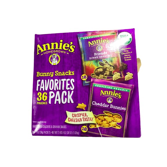 Annie's Homegrown Bunny Snacks Favorites Variety Pack, 36 Count - ShelHealth.Com
