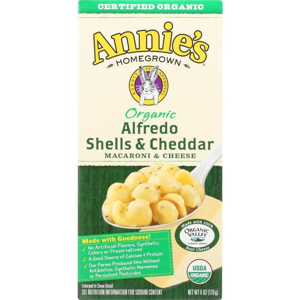 Annies Annie's Homegrown Organic Alfredo Shells & Cheddar, 6 Oz