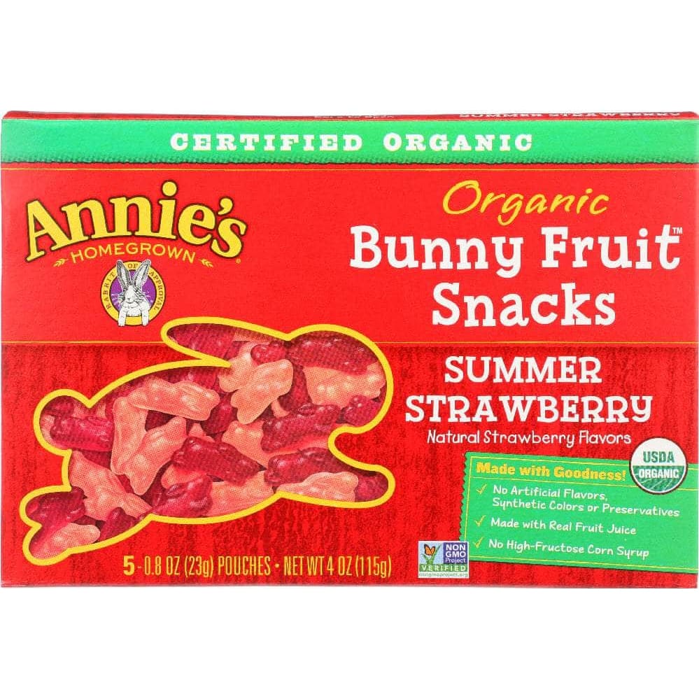 Annies Annies Homegrown Organic Bunny Fruit Snacks Summer Strawberry, 4 oz