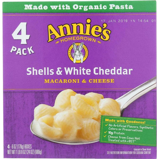 ANNIES HOMEGROWN ANNIES HOMEGROWN Shells & White Cheddar Macaroni & Cheese 4 Pack, 24 oz