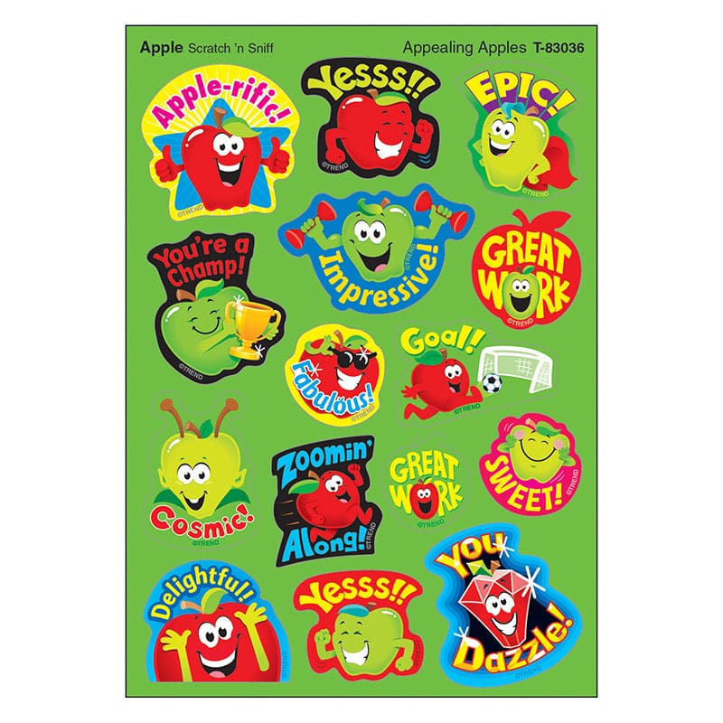 Appealng Apples Mixed Shapes Stinky Stickers (Pack of 12) - Stickers - Trend Enterprises Inc.