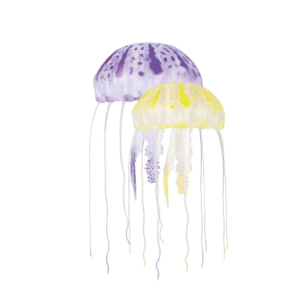 Aquatop Floating Jellyfish Aquarium Ornament Purple; Yellow 3 in 2 in Medium 2 Pack - Pet Supplies - Aquatop