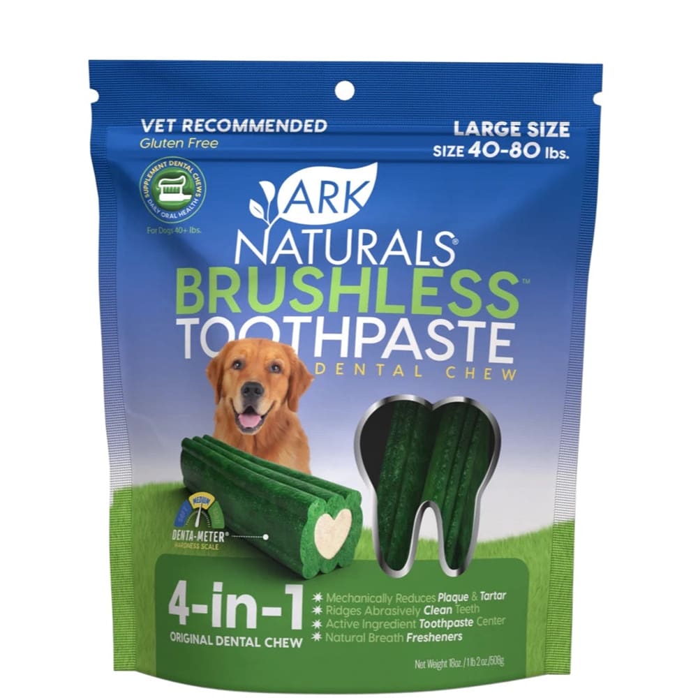 Ark Naturals Breath-Less Brushless Toothpaste Large Dog Chews 18-Oz Bag - Pet Supplies - Ark Naturals