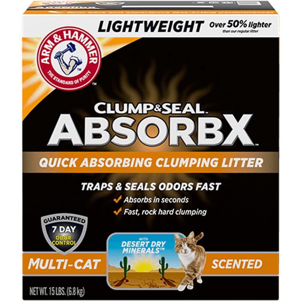 Arm and Hammer Clump and Seal AbsorbX Lightweight Multi-Cat Scented Litter 15lb - Pet Supplies - Arm & Hammer