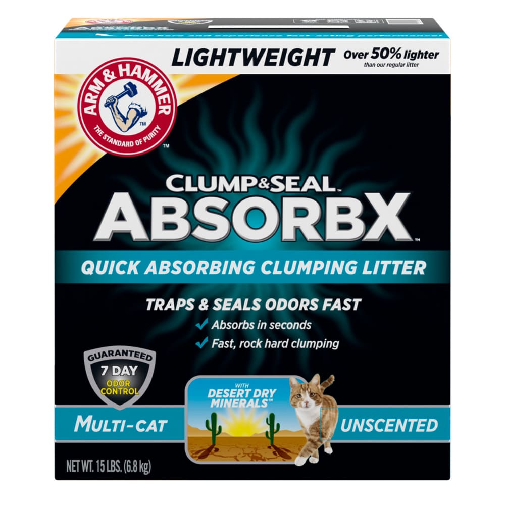 Arm and Hammer Clump and Seal AbsorbX Lightweight Multi-Cat Unscented Litter 15lb - Pet Supplies - Arm & Hammer