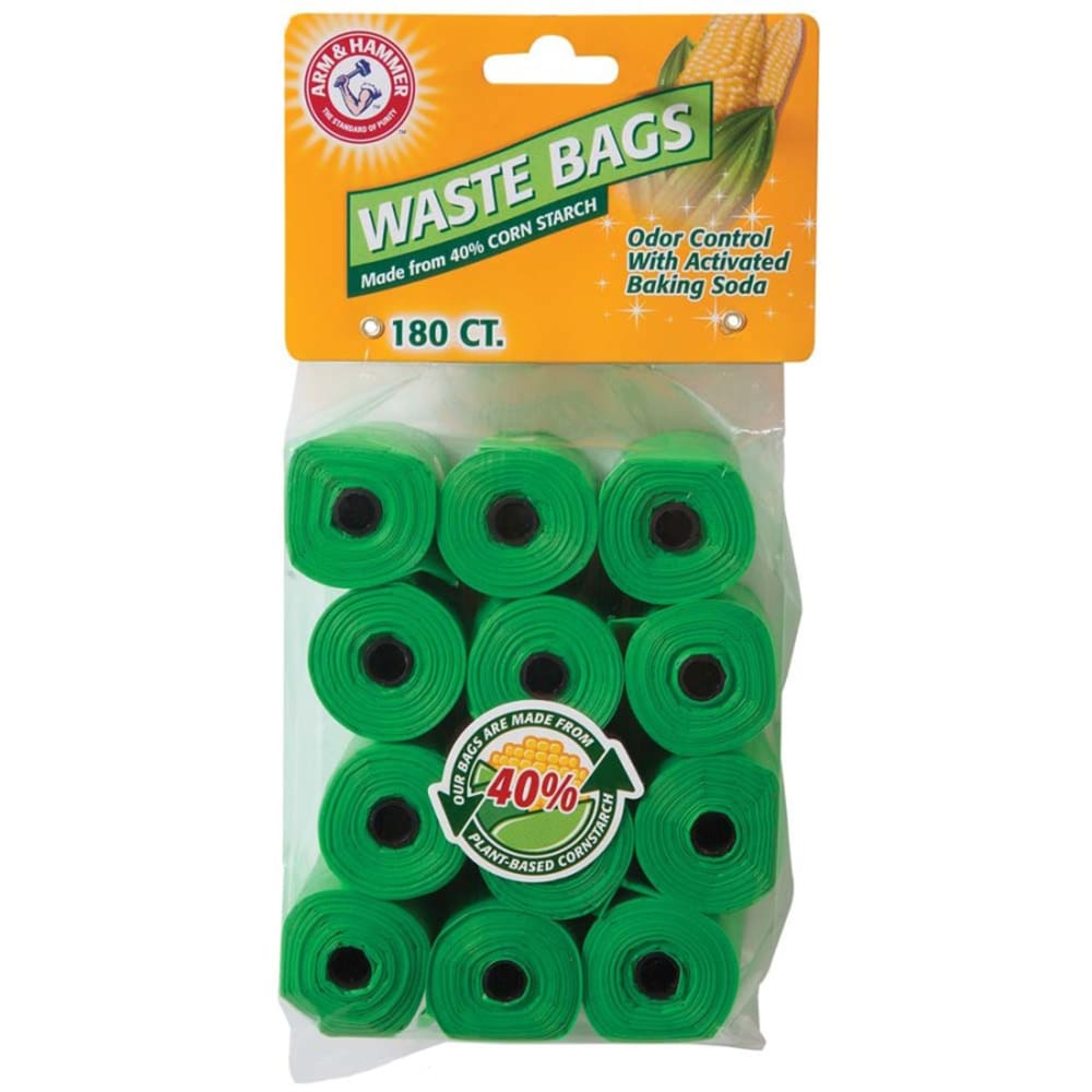Arm and Hammer Disposable Corn Starch Waste Bags Refills Green 180 Count - Pet Supplies - Arm & Hammer