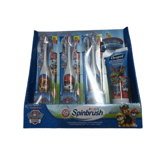 Arm & Hammer Kid's Spinbrush Paw Patrol Electric Toothbrush, 3 pk., with Orajel Anticavity Fluoride Toothpaste, 4.2 oz. - ShelHealth.Com