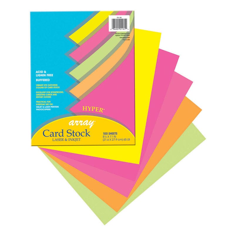 Array Card Stock Hyper 100 Sht Assortment 5 Colors 8- 1/2 X 11 (Pack of 2) - Card Stock - Dixon Ticonderoga Co - Pacon