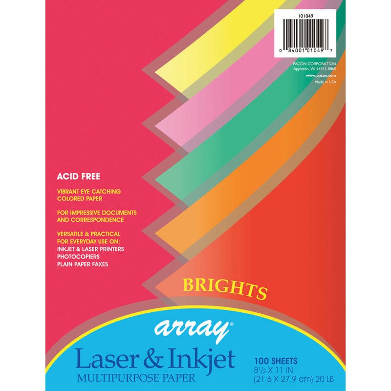 Array Multipurpose 100Sht Bright Colors 20Lb Paper (Pack of 6) - Design Paper/Computer Paper - Dixon Ticonderoga Co - Pacon