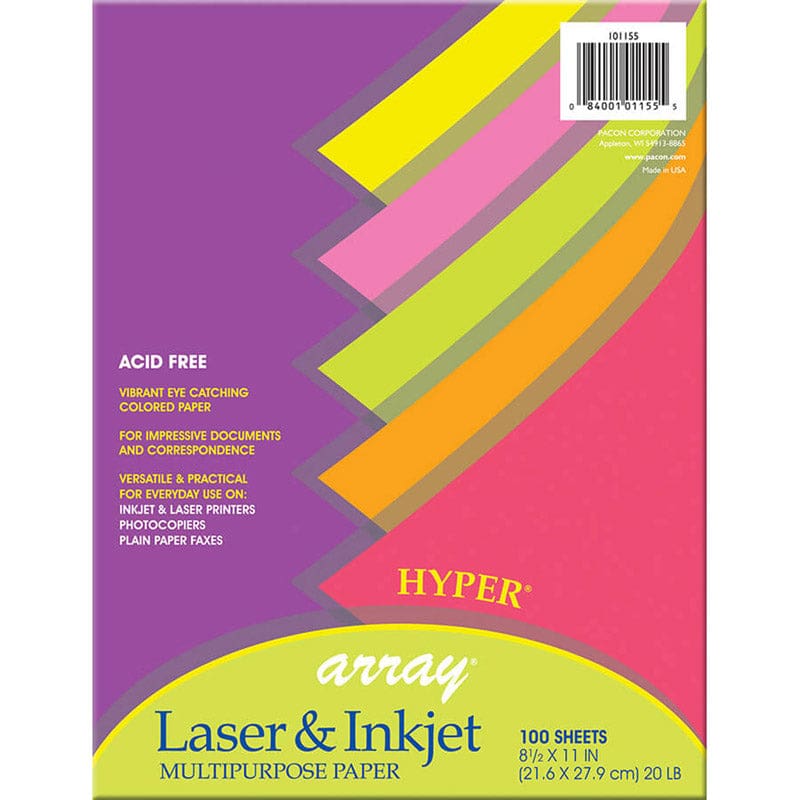Array Multipurpose 100Sht Hyper Colors 20Lb Paper (Pack of 6) - Design Paper/Computer Paper - Dixon Ticonderoga Co - Pacon