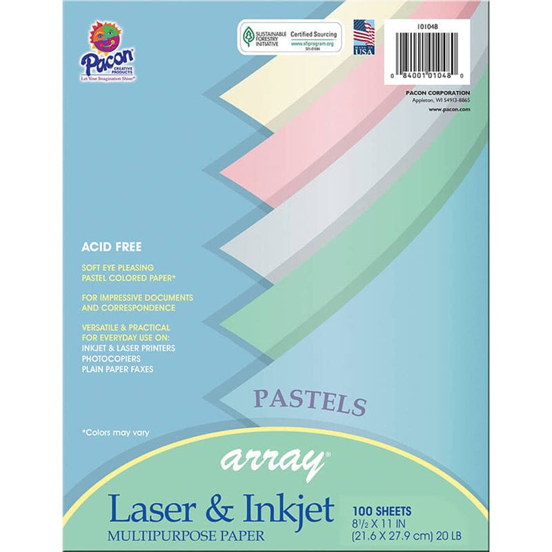 Array Multipurpose 100Sht Pastel Colors Paper (Pack of 6) - Design Paper/Computer Paper - Dixon Ticonderoga Co - Pacon