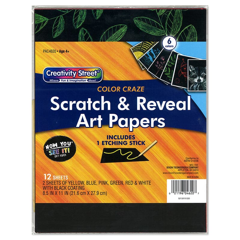 Art Paper Color Craze 12 Sheets (Pack of 6) - Scratch Art Sheets - Dixon Ticonderoga Co - Pacon