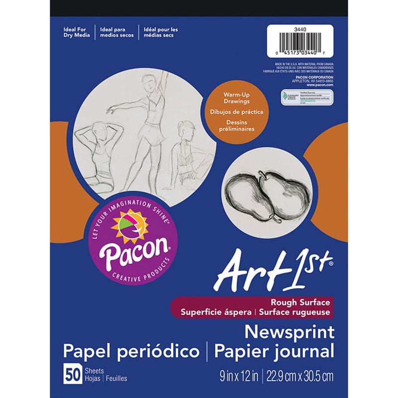 Art1St Newsprint Pad 9X12 50 Sht (Pack of 12) - News Print - Dixon Ticonderoga Co - Pacon