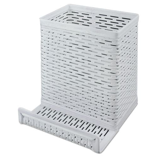 Artistic Urban Collection Punched Metal Pencil Cup/cell Phone Stand Perforated Steel 3.5 X 3.5 White - School Supplies - Artistic®