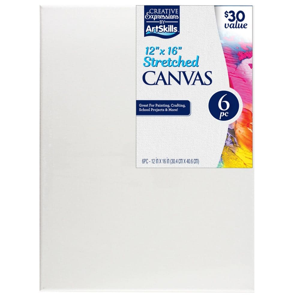 ArtSkills 12 x 16 Stretched Canvas for Arts and Crafts 6 Pack - Painting - ArtSkills