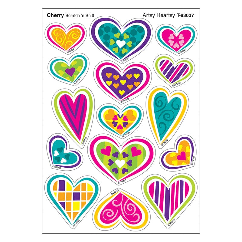 Artsy Heartsy/Cherry Shapes Stinky Stickers (Pack of 12) - Stickers - Trend Enterprises Inc.