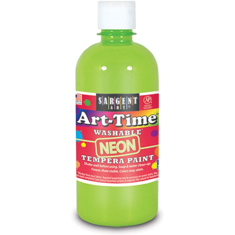 Arttime Neon Paint 16Oz Green Washable Tempera (Pack of 10) - Paint - Sargent Art Inc.