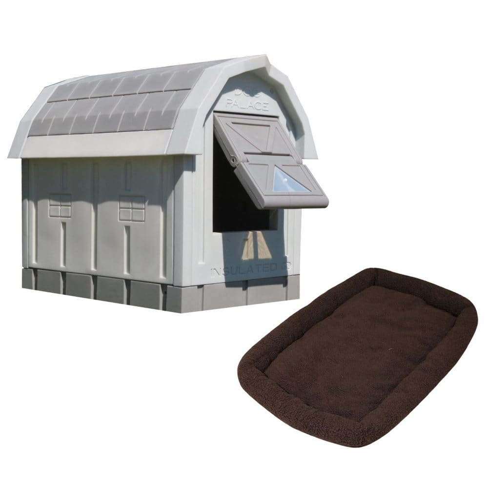 ASL Solutions Grey Insulated Dog Palace & Bed Combo - Dog Beds & Houses - ASL