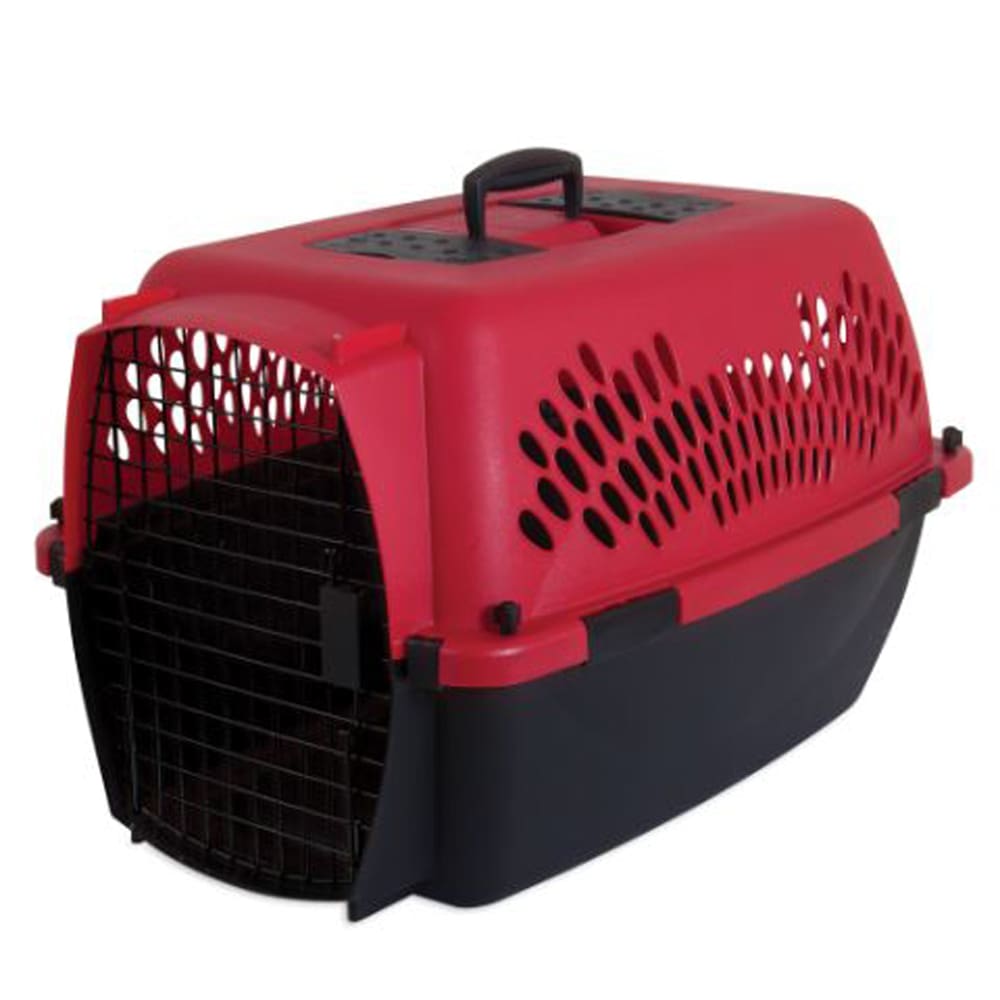 Aspen Fashion Pet Porter Dog Kennel Hard-Sided Deep Red Black 26 in - Pet Supplies - Aspen