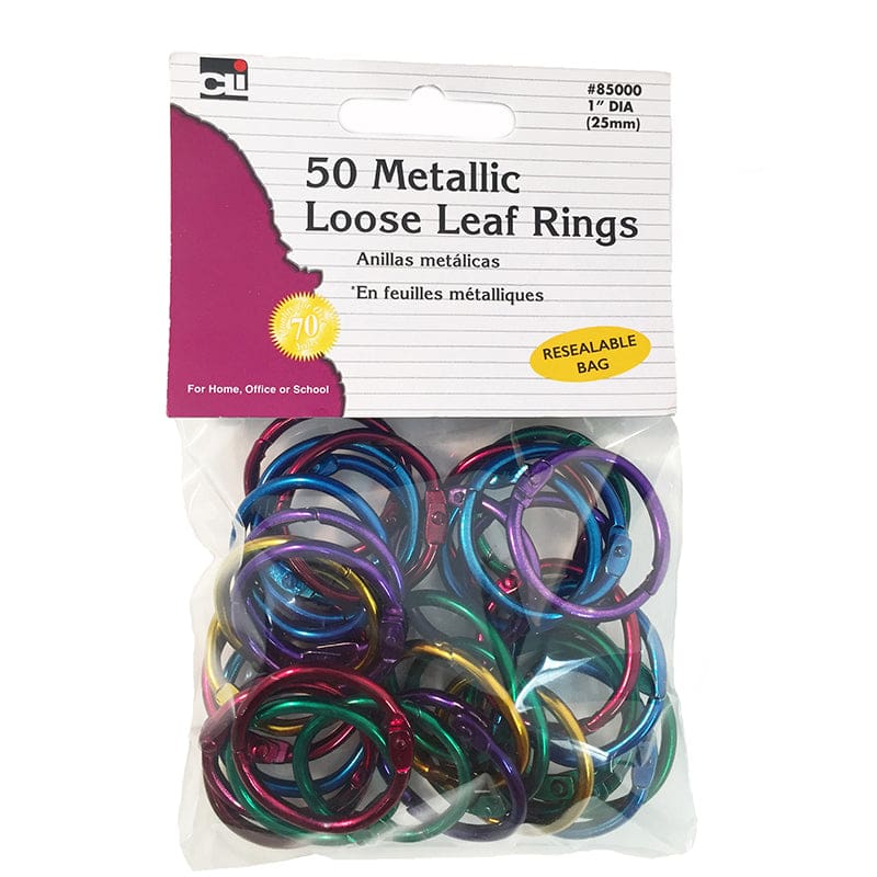 Assorted Color Metallic Book Rings (Pack of 6) - Book Rings - Charles Leonard