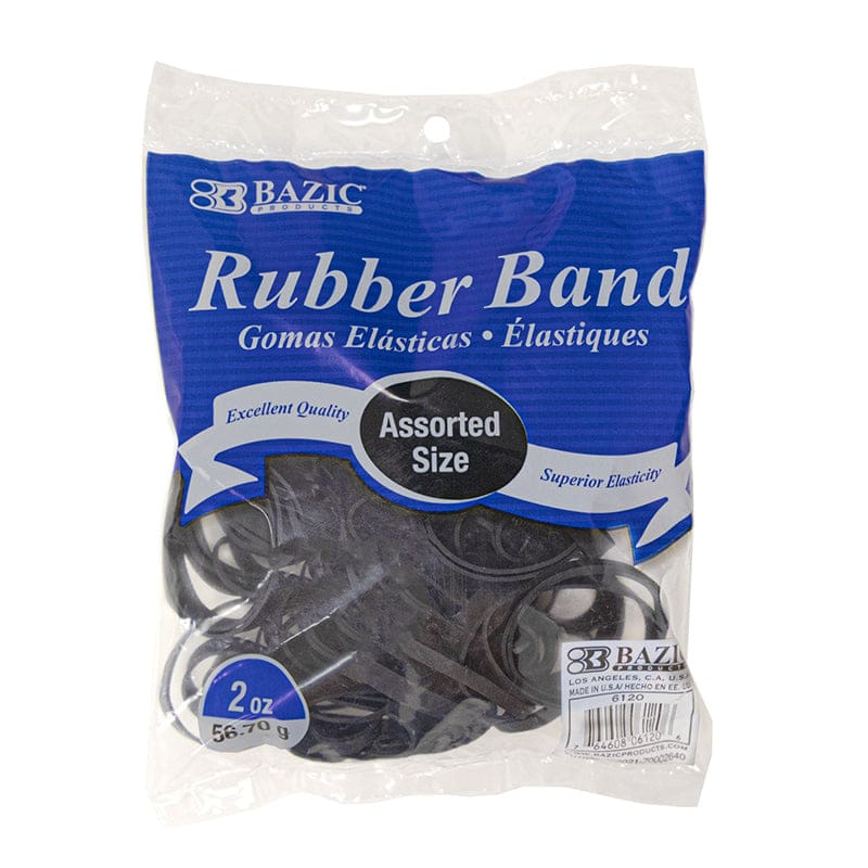 Assorted Size Black Rubber Bands (Pack of 12) - Mailroom - Bazic Products