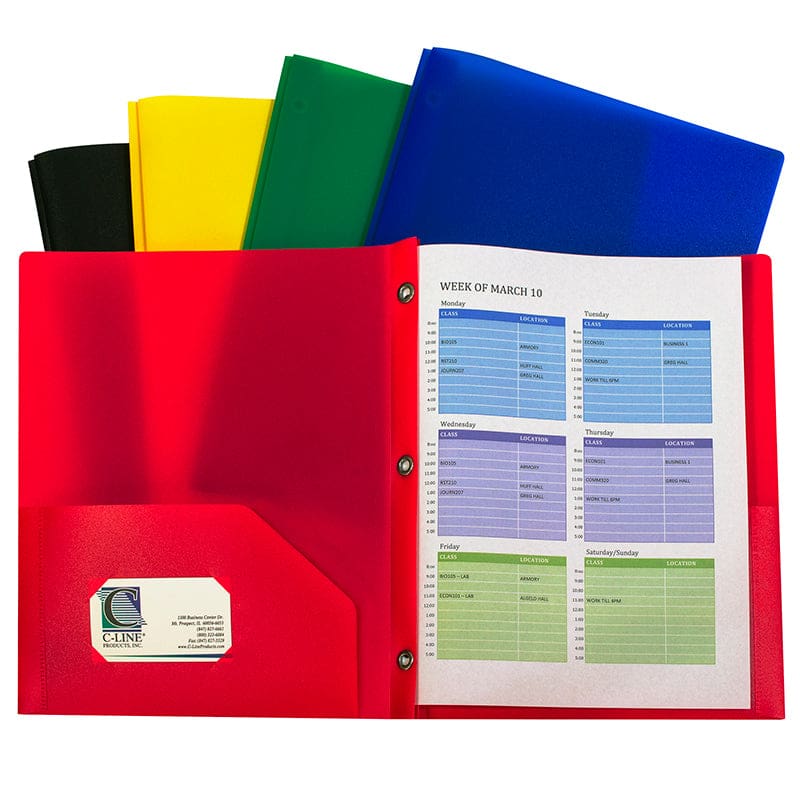Assorted Two Pocket Poly Portfolios With Prongs Pack Of 10 (Pack of 2) - Folders - C-Line Products Inc