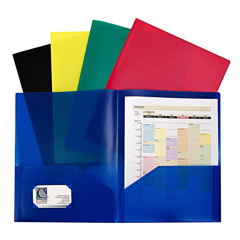 Assorted Two Pocket Poly Portfolios Without Prongs Pack Of 10 (Pack of 3) - Folders - C-Line Products Inc
