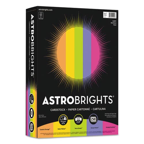 Astrobrights Color Cardstock -happy Assortment 65 Lb Cover Weight 8.5 X 11 Assorted 250/pack - School Supplies - Astrobrights®