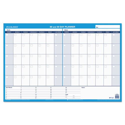 AT-A-GLANCE 30/60-day Undated Horizontal Erasable Wall Planner 36 X 24 White/blue Sheets Undated - School Supplies - AT-A-GLANCE®