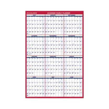 At-A-Glance Academic Erasable Reversible Extra Large Wall Calendar 48 X 32 White/blue/red 12 Month (july To June): 2022 To 2023 - School
