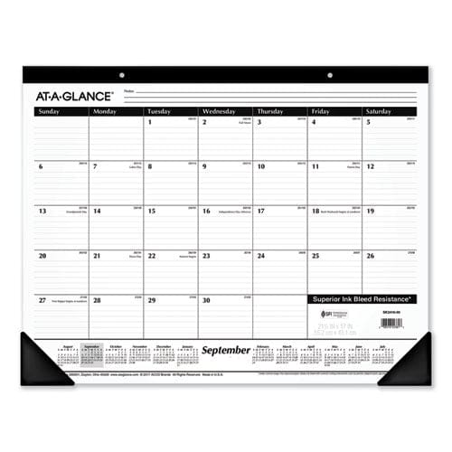 AT-A-GLANCE Academic Year Ruled Desk Pad 21.75 X 17 White Sheets Black Binding Black Corners 16-month (sept To Dec): 2022 To 2023 - School