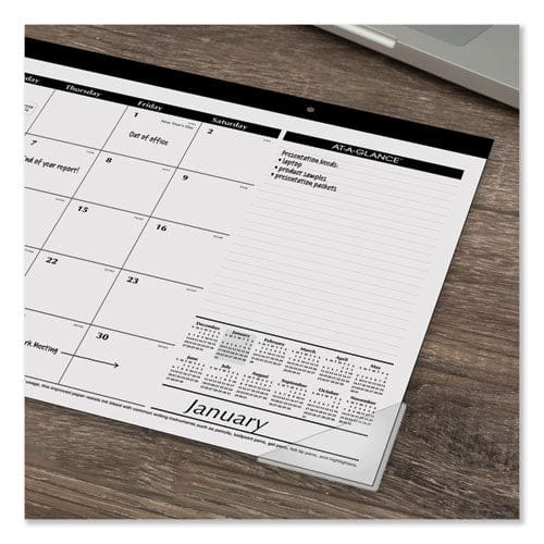 AT-A-GLANCE Compact Desk Pad 18 X 11 White Sheets Black Binding Clear Corners 12-month (jan To Dec): 2023 - School Supplies - AT-A-GLANCE®