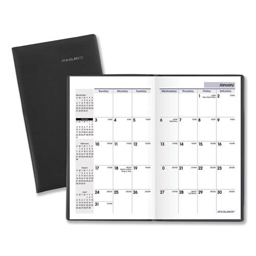 AT-A-GLANCE Dayminder Pocket-sized Monthly Planner Unruled Blocks 6 X 3.5 Black Cover 14-month (dec To Jan): 2022 To 2024 - School Supplies