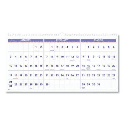AT-A-GLANCE Deluxe Three-month Reference Wall Calendar Horizontal Orientation 24 X 12 White Sheets 15-month (dec-feb): 2022 To 2024 - School