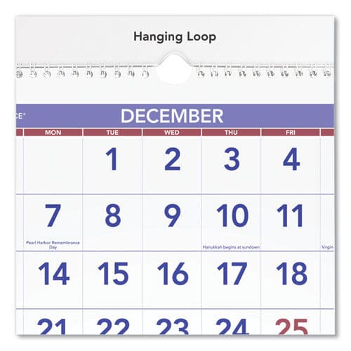 AT-A-GLANCE Deluxe Three-month Reference Wall Calendar Vertical Orientation 12 X 27 White Sheets 14-month (dec To Jan): 2022 To 2024 -