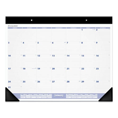 AT-A-GLANCE Desk Pad 24 X 19 White Sheets Black Binding Black Corners 12-month (jan To Dec): 2023 - School Supplies - AT-A-GLANCE®